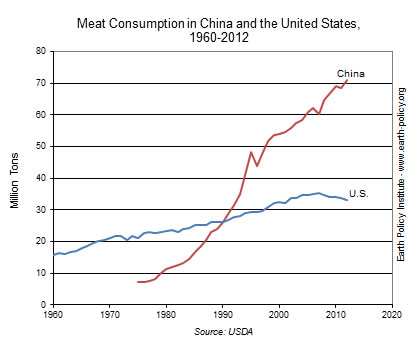 Meat consumuption in China vs US